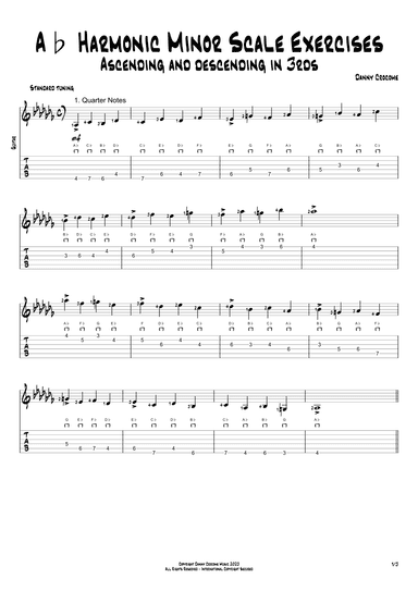 Ab Harmonic Minor Scale Exercises - Ascending and Descending in 3rds
