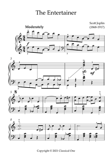 Joplin - The Entertainer(With Note name) (arr. MPS)