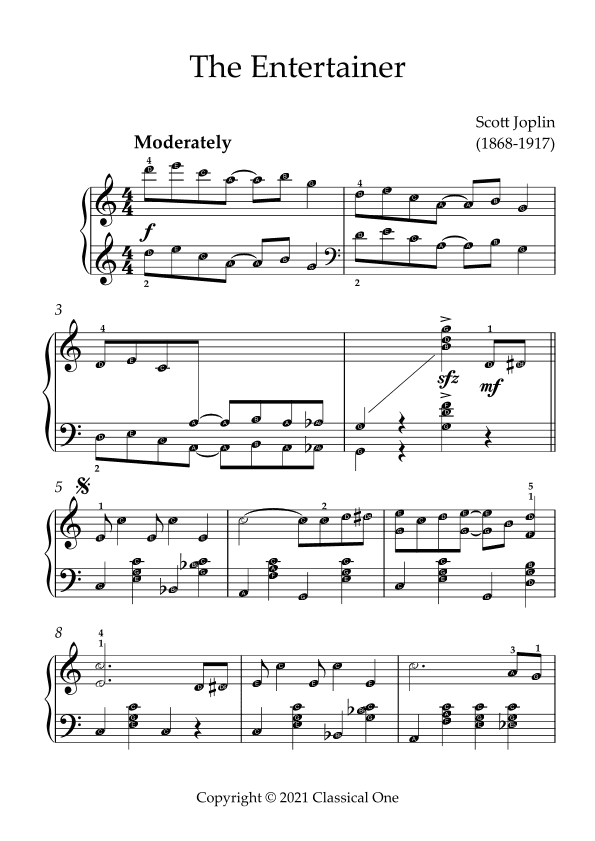Joplin - The Entertainer(With Note name) (arr. MPS)