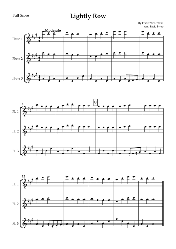 Lightly Row for Flute Trio (arr. Fabio Britto)