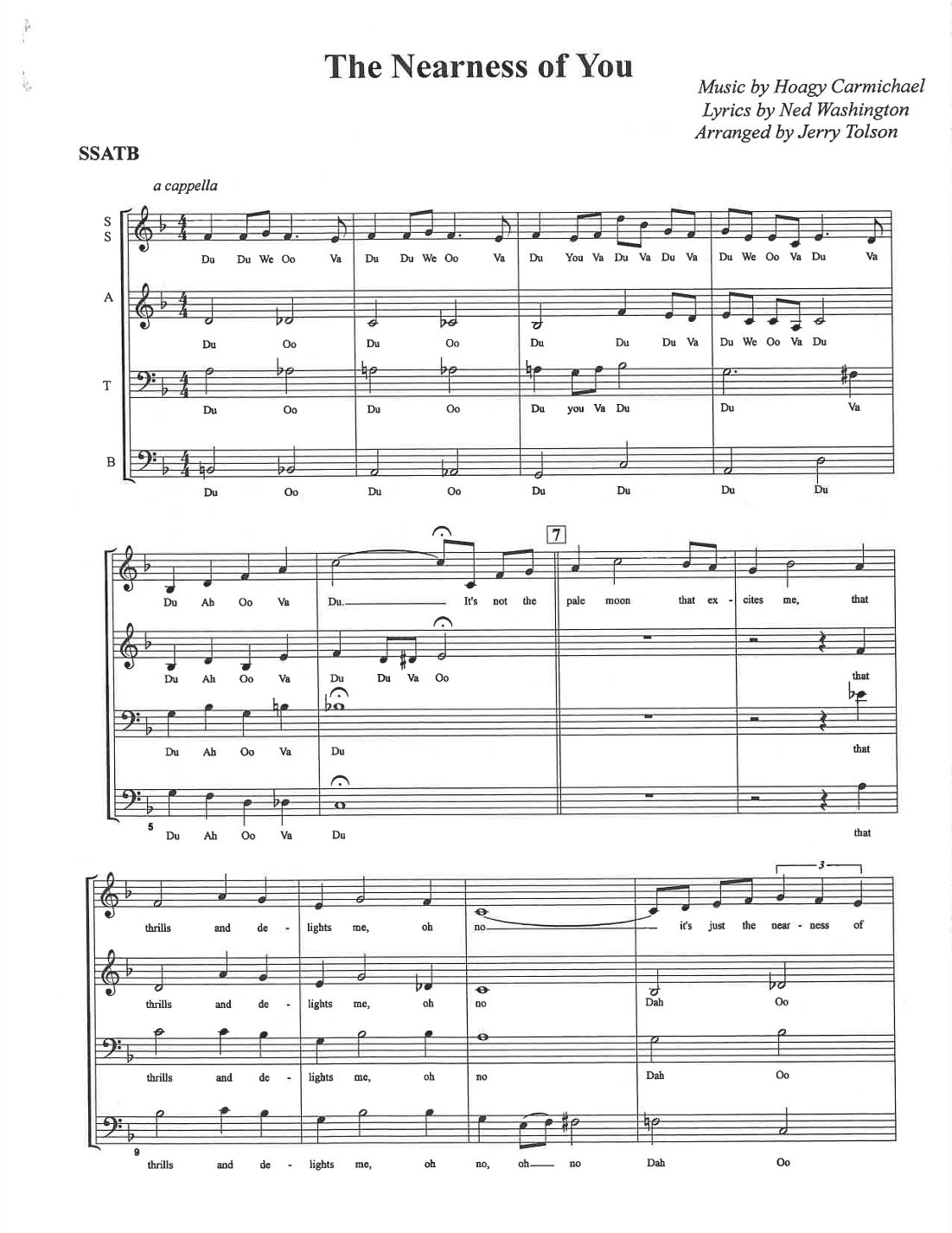The Nearness Of You (arr. Jerry Tolson)