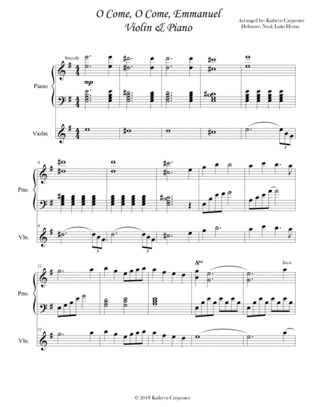 O Come, O Come, Emmanuel (Piano & Violin) (arr. Kathryn Carpenter)