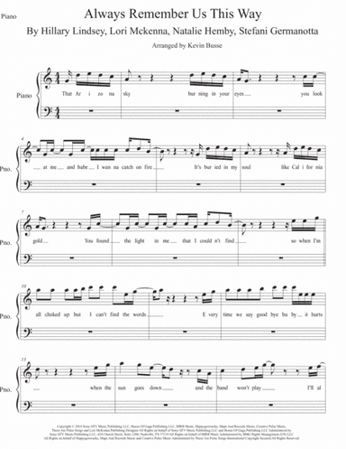Always Remember Us This Way (arr. Kevin Busse)
