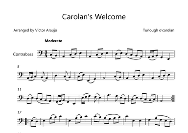 Carolan's Welcome - Lead Sheet for Double Bass with Chord Symbols (arr. Arezzo Music)