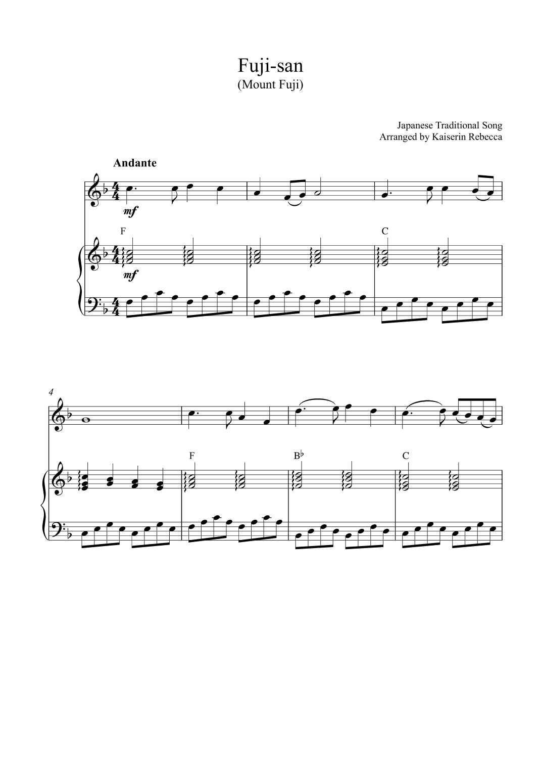 Fuji-san (Mount Fuji) (arr. Kaiserin Rebecca)
