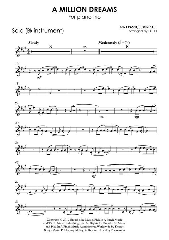 A Million Dreams (arr. Dico)