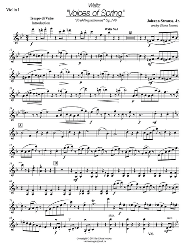 Voices of Spring Waltz, Opus 410 (arr. Elena Ionova)