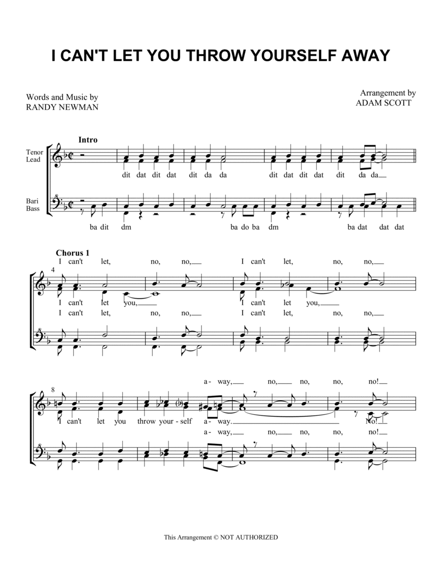 I Can't Let You Throw Yourself Away (arr. Adam Scott)