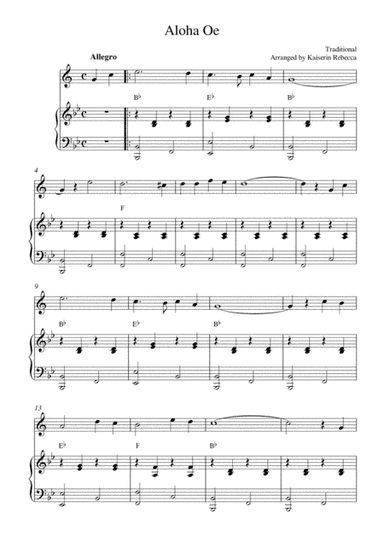Aloha Oe (soprano saxophone solo and piano accompaniment) (arr. Kaiserin Rebecca)