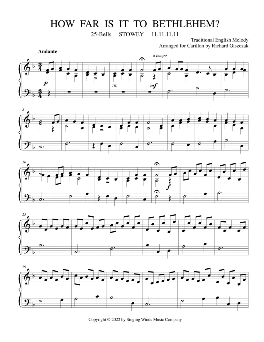 25B. How Far Is It To Bethlehem? (STOWEY) (arr. Richard Giszczak)