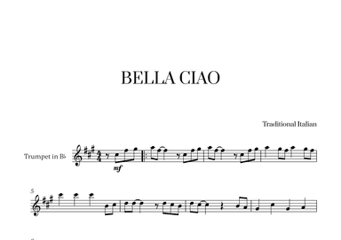 Bella Ciao for Trumpet in Bb Solo (arr. Cadenza Editions)