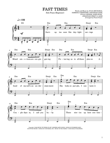 Fast Times (arr. Frank Pisani)