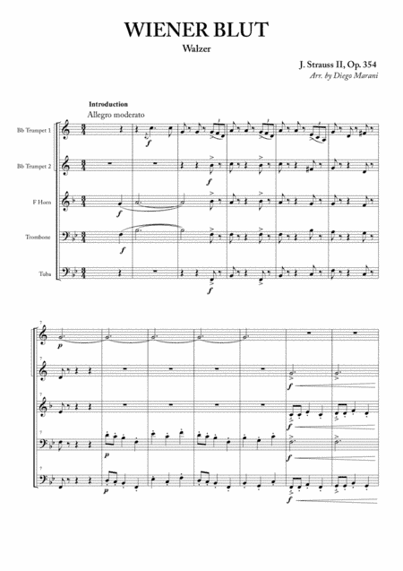 Wiener Blut for Brass Quintet (arr. Diego Marani)