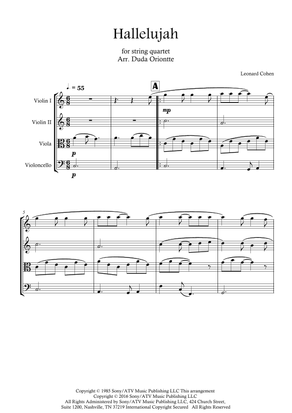 Hallelujah (arr. Duda Oriontte)