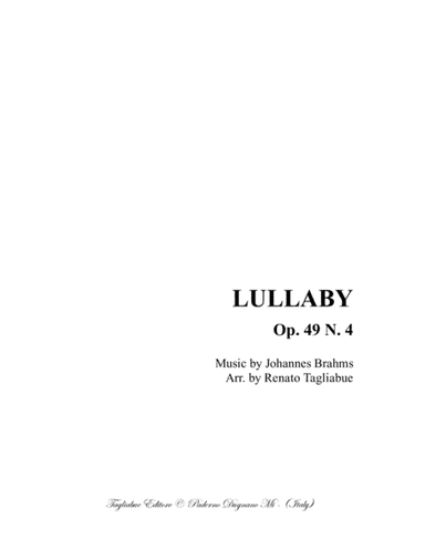 LULLABY - Brahms - For SATB Choir (arr. Renato Tagliabue)