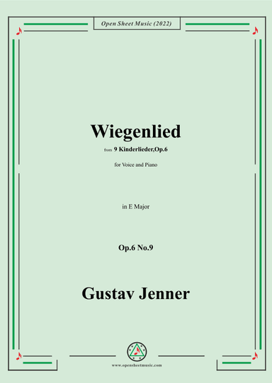 Jenner-Wiegenlied,in E Major,Op.6 No.9 (arr. OSM Press)