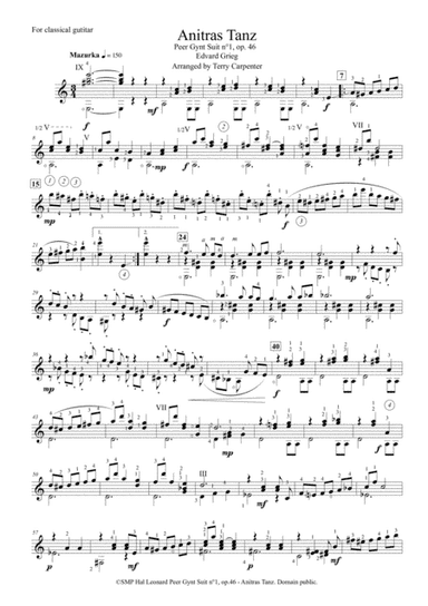 Peer Gynt Suit n°1- Anitras Tanz for classical guitar (arr. Terry Carpenter)