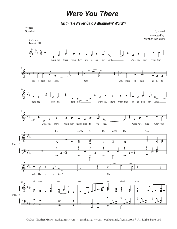 Were You There (with "He Never Said A Mumbalin' Word") (Vocal solo) (arr. Stephen DeCesare)