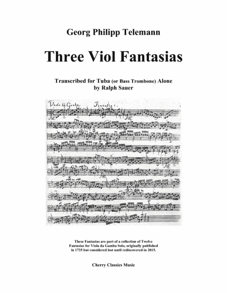 Three Viol Fantasias for Unaccompanied Tuba or Bass Trombone (arr. Sauer, Ralph)