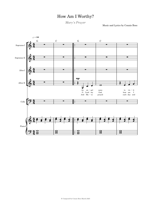 How Am I Worthy (Mary's Prayer) - SSAA Cello and Piano