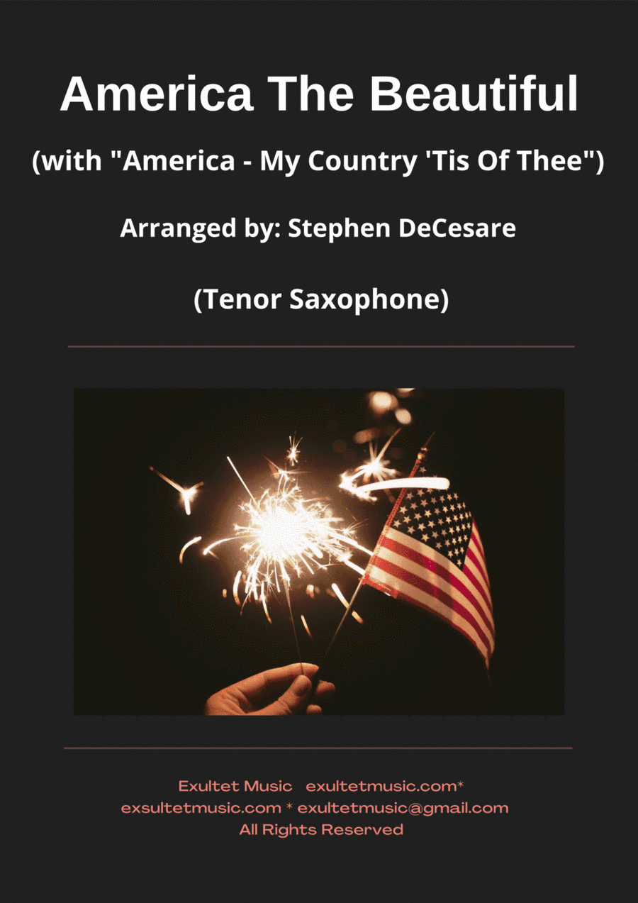 America The Beautiful (with "America - My Country 'Tis Of Thee") (Tenor Saxophone and Piano) (arr. Stephen DeCesare)
