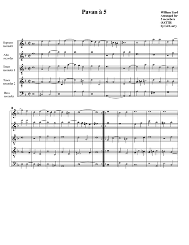 Pavan & Galliard a5 (arrangement for 5 recorders) (arr. Gil Garty)