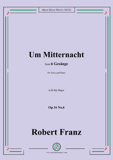 Franz-Um Mitternacht,in B flat Major,Op.16 No.6,from 6 Gesange (arr. OSM Press)