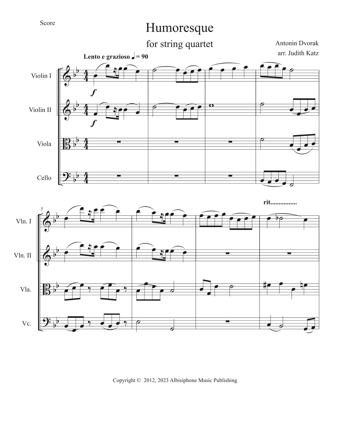 Humoresque (arr. Judith Katz)