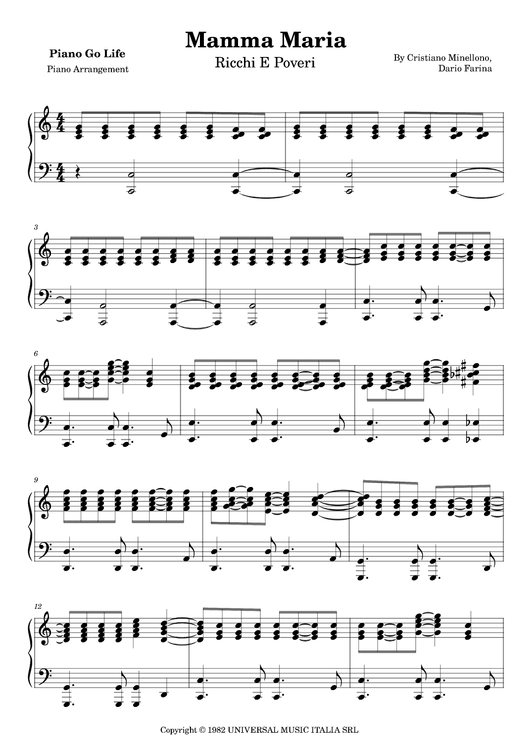 Mamma Maria (arr. Piano Go Life)