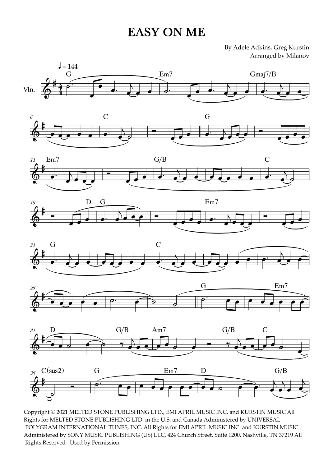 Easy On Me (arr. Milanov)