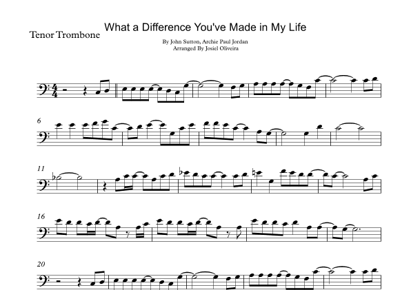 What A Difference You've Made In My Life (arr. Josiel Oliveira)