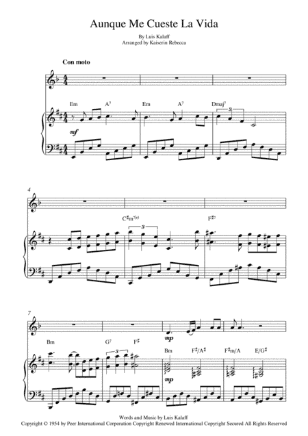 Aunque Me Cueste La Vida (arr. Kaiserin Rebecca)