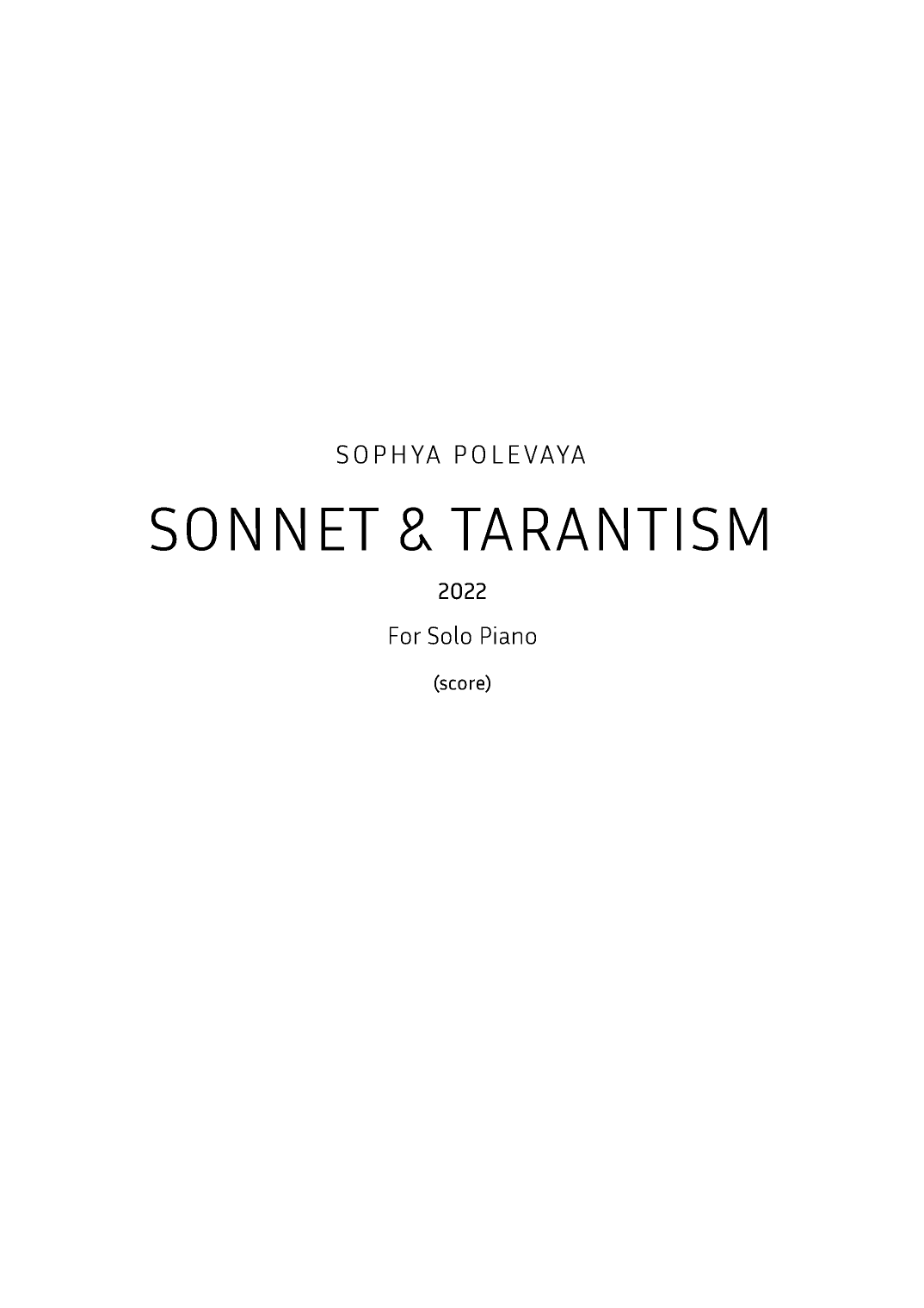Sonnet & Tarantism