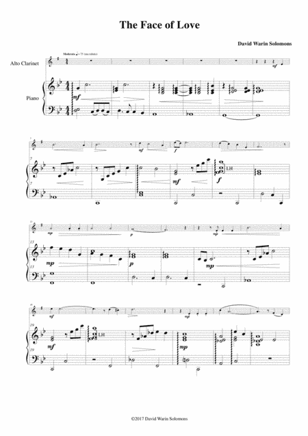 The face of love for alto clarinet and piano