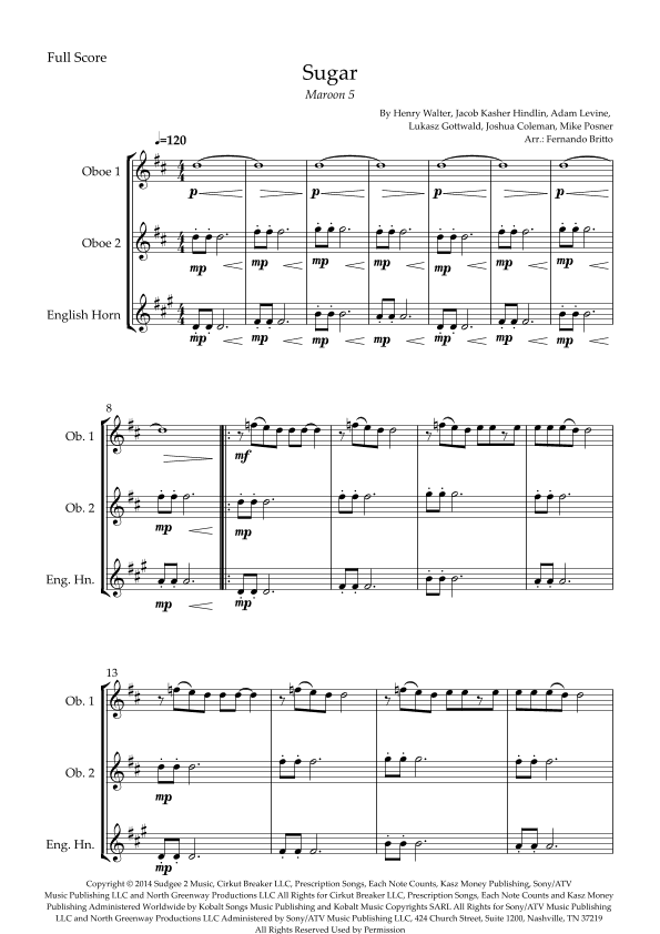 Sugar (arr. Fernando Britto)