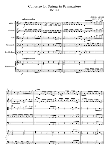 Concerto for Strings in Fa maggiore RV 141