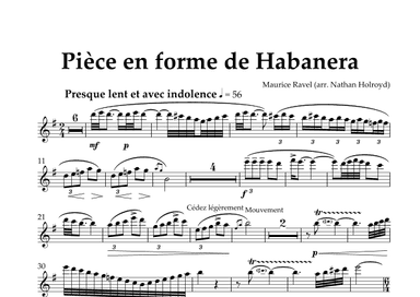 Pièce en forme de habanera (arr. for E-flat saxophone and harp) Saxophone Part (arr. Nathan Holroyd)