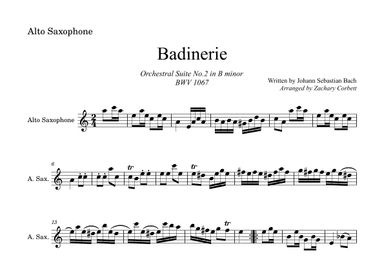 Badinerie BWV 1067 (arr. Zachary Corbett)