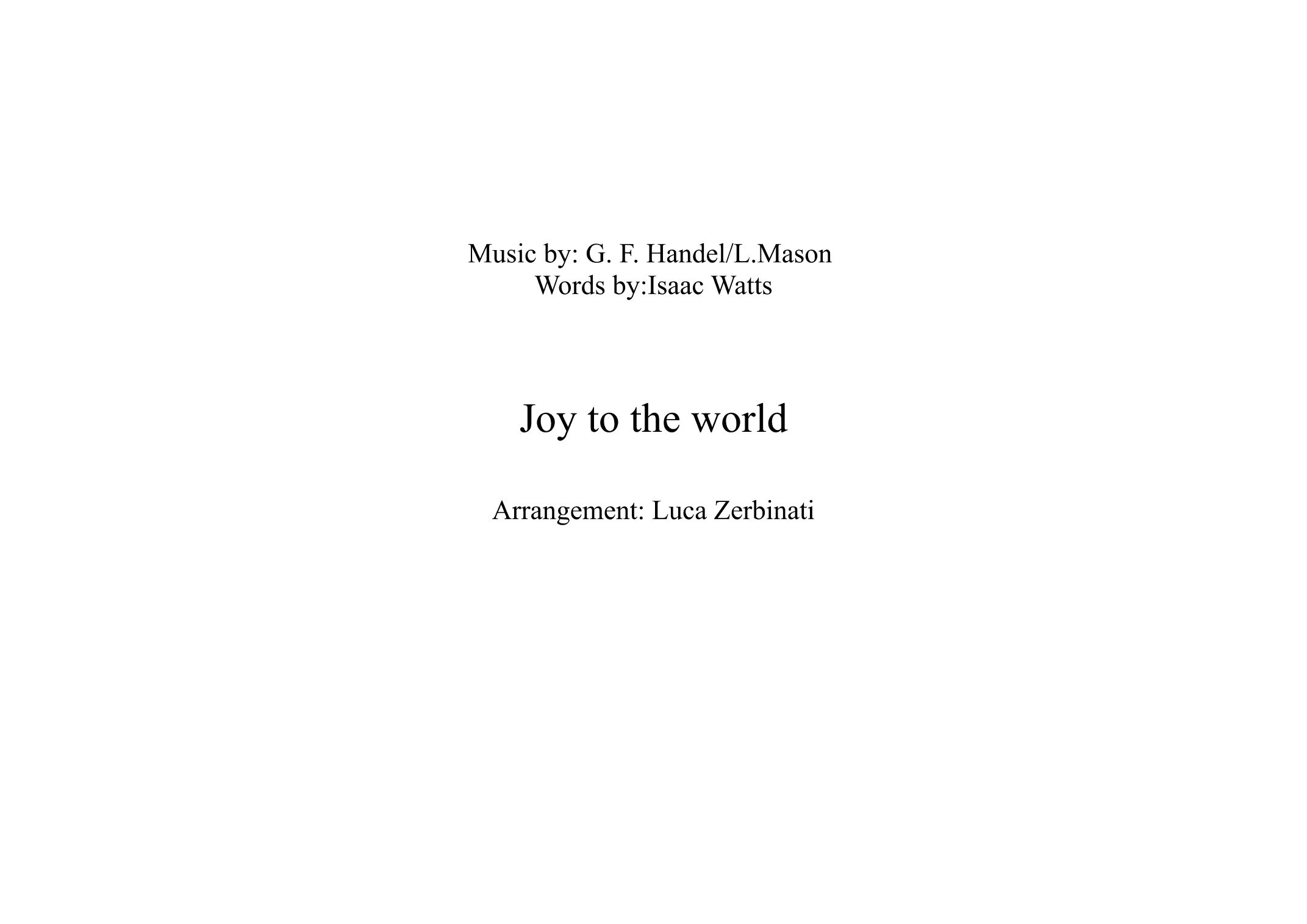 Joy to the world (arr. Luca Zerbinati)