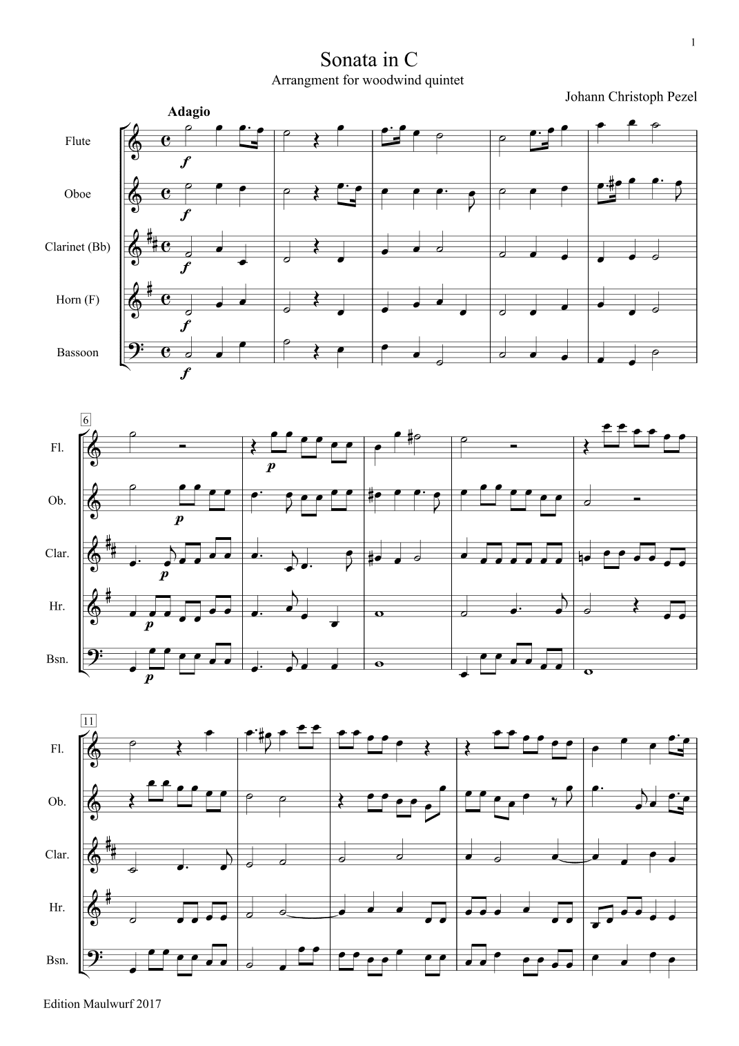 Sonata in C (arr. Edition Maulwurf)