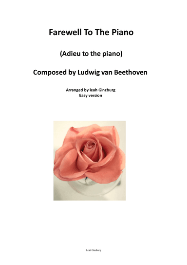 Farewell To The Piano (Adieu to the piano) by Ludwig van Beethoven (arr. Leah Ginzburg)