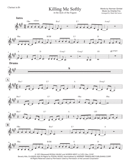 Killing Me Softly With His Song (arr. Mark McCarron)