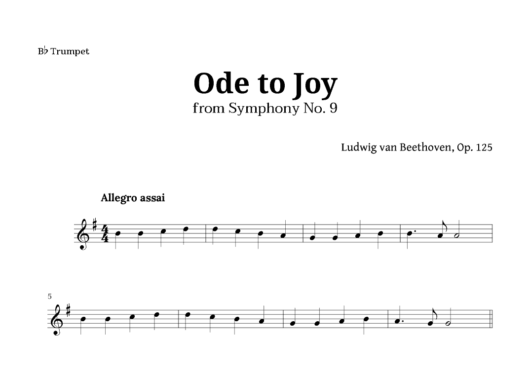 Ode to Joy by Beethoven for Trumpet (arr. Langanho)
