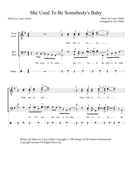 She Used To Be Somebody's Baby (arr. Jay Althof)