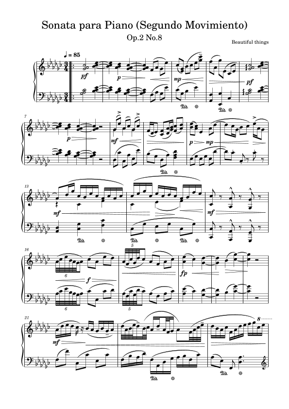 Sonata para Piano(Segundo Movimiento)-Beautiful things Op.2 No.8