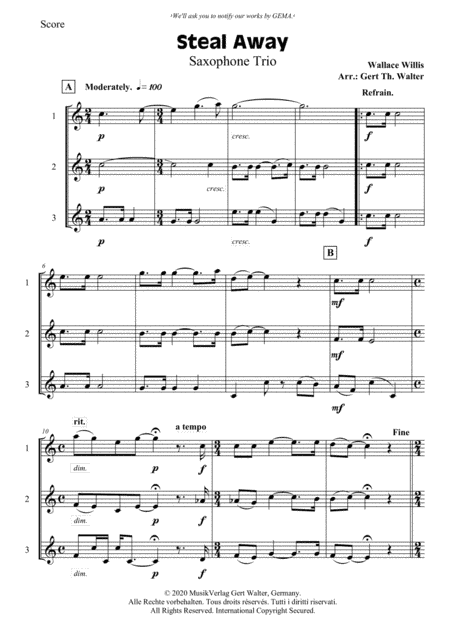 Steal Away (arr. Gert Th. Walter)