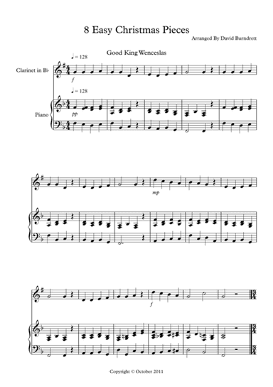 8 Easy Christmas Pieces for Clarinet And Piano (arr. David Burndrett)