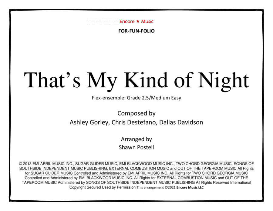 That's My Kind Of Night (arr. Shawn Postell)