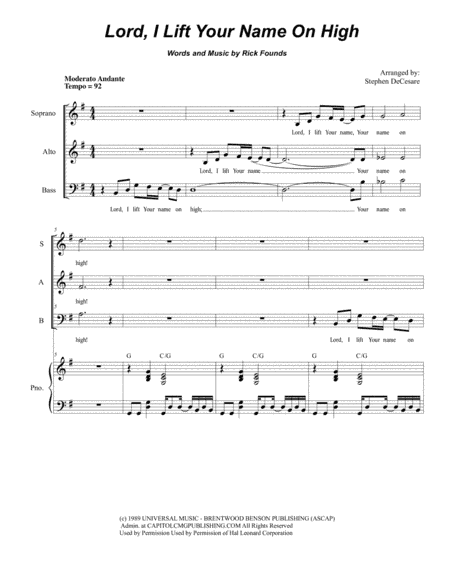 Lord, I Lift Your Name On High (arr. Stephen DeCesare)