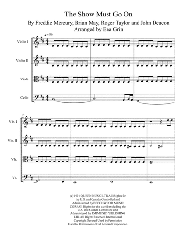 The Show Must Go On (arr. Publishead by Ena Grin)
